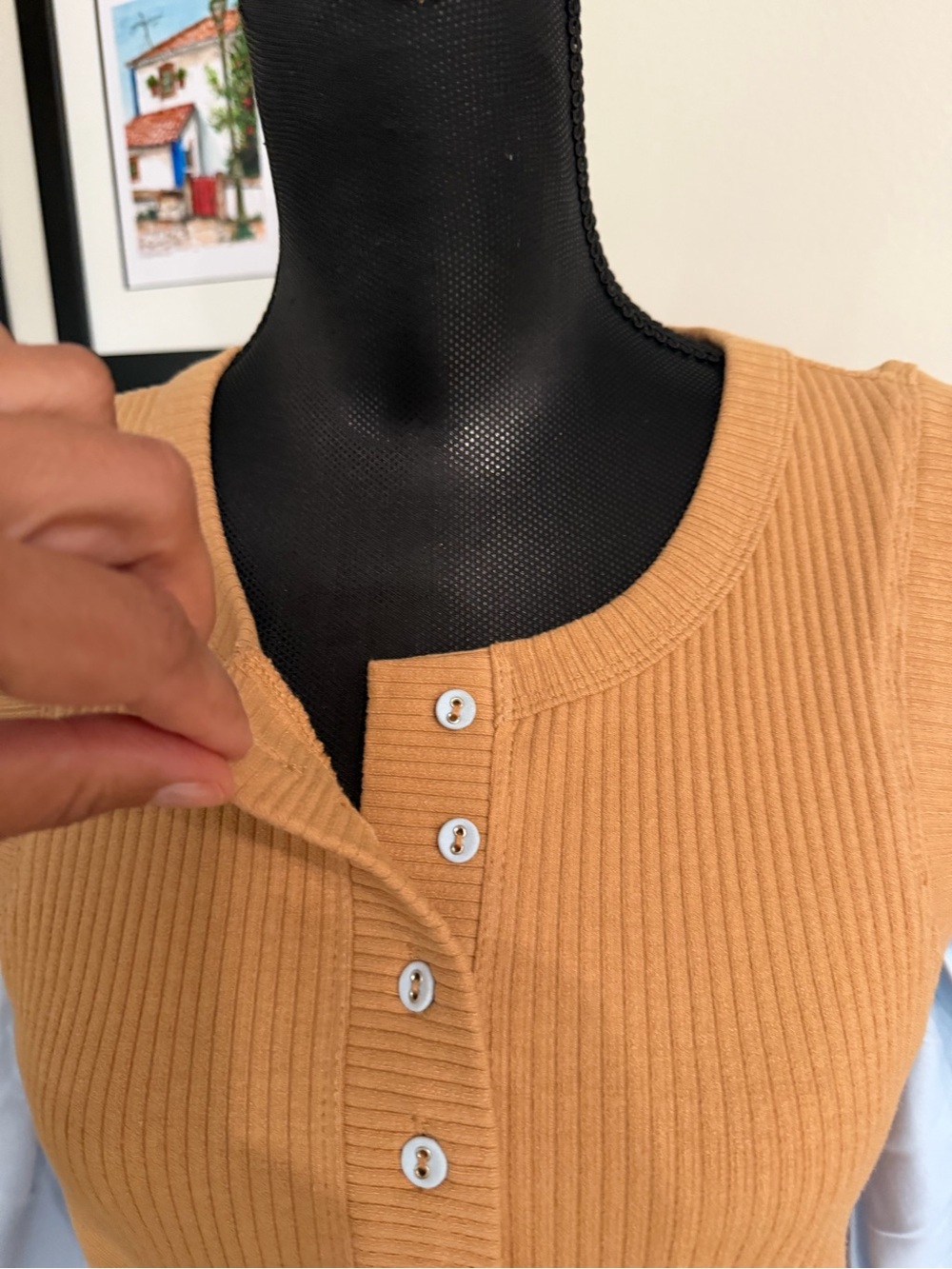 Anthropologie Women’s Ribbed Button-Front Pleated Light Blue Blouse M - Picture 3 of 12